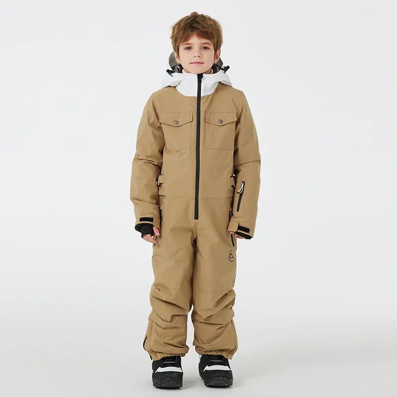Drop Shipping Boys And Girls Children Winter Overall Ski Suits Snowboarding Jumpsuits One Pieces Waterproof Kids Snow Jumpsuit
