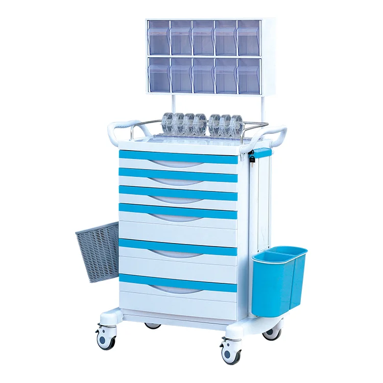 Factory Direct Selling ABS Anesthesia Trolley Cart Medical Emergency Cart Instrument Medicine Trolley