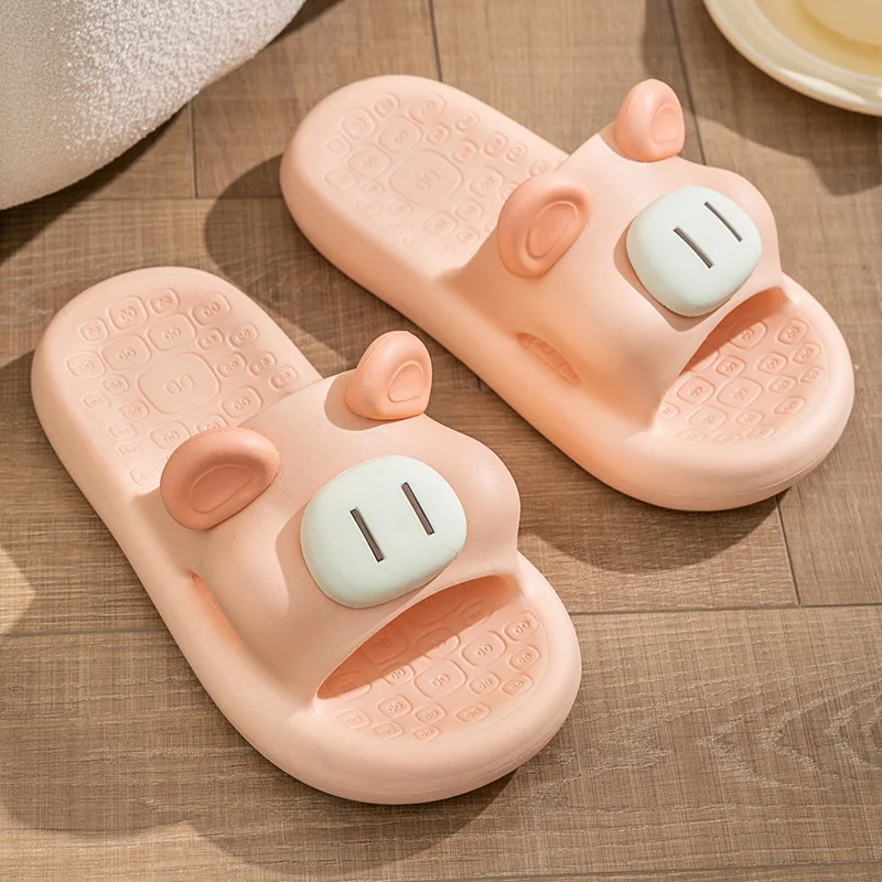 Cartoon cute slippers women Cow Pig slippers Platform Indoor Home Bath Women slippers EVA Non slip Massage Couple summer sandals