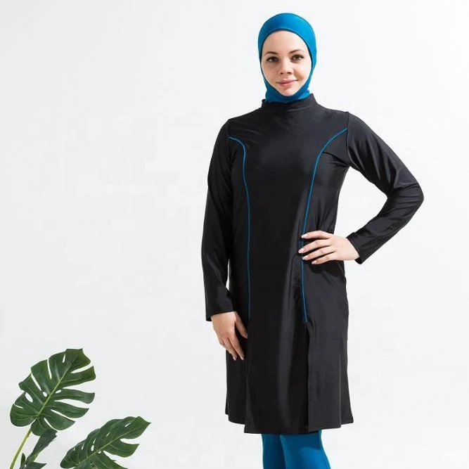MOTIVE FORCE High Quality Fashion UV Protection NonToxic Color Block Burkini Muslim Women Swimwear
