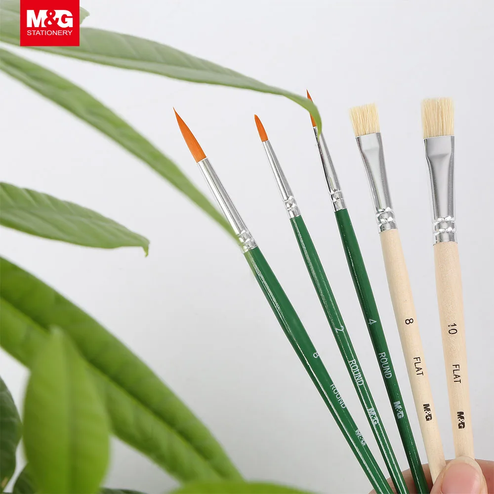 M&G 2Pcs/3Pcs/5Pcs Set Water Color Brush Gouache Artist Wood Paint Brush