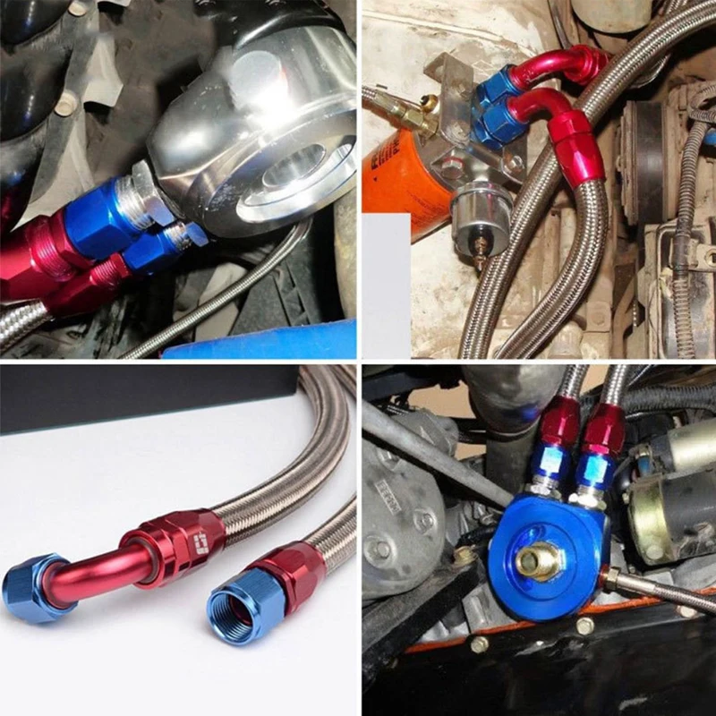 Universal Car Modification Oil Pipe Adapter Oil Cooling Joint Durable Detachable Oil Cooling Connectors For AN10 0-180 Degree