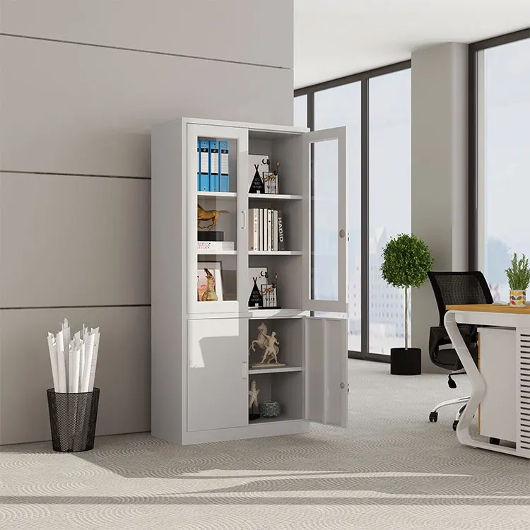 bulk white disassemble storage index card iron glass door staff lock furniture office metal steel filing cabinet heavy duty