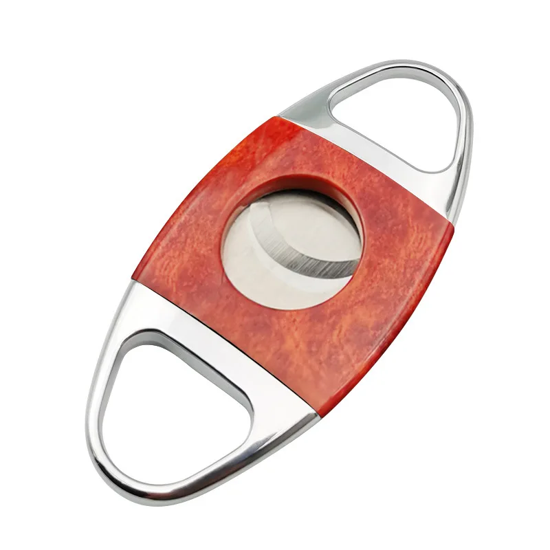 Cigar V Cutters Pure Copper Cigar Cutter Stainless steel Double Blade Fiber Plating Semi-Automatic Opening