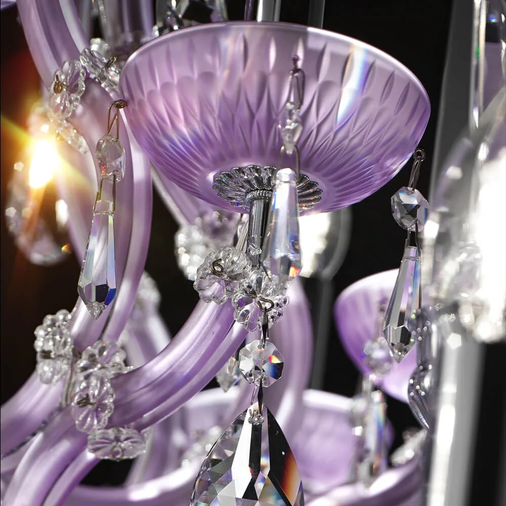 Custom wedding romantic purple maria theresa luxury k9 crystal candle chandelier lighting