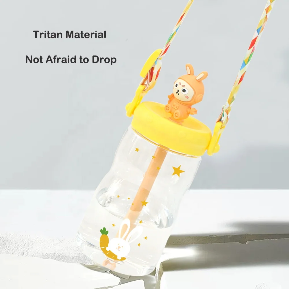 Cartoon Baby Feeding with Straws Leakproof  Outdoor Portable Children Cup Tritan Kids Water Sippy Cup