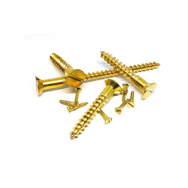 M3*20 Flat round head slotted brass self tapping screws countersunk wood screws