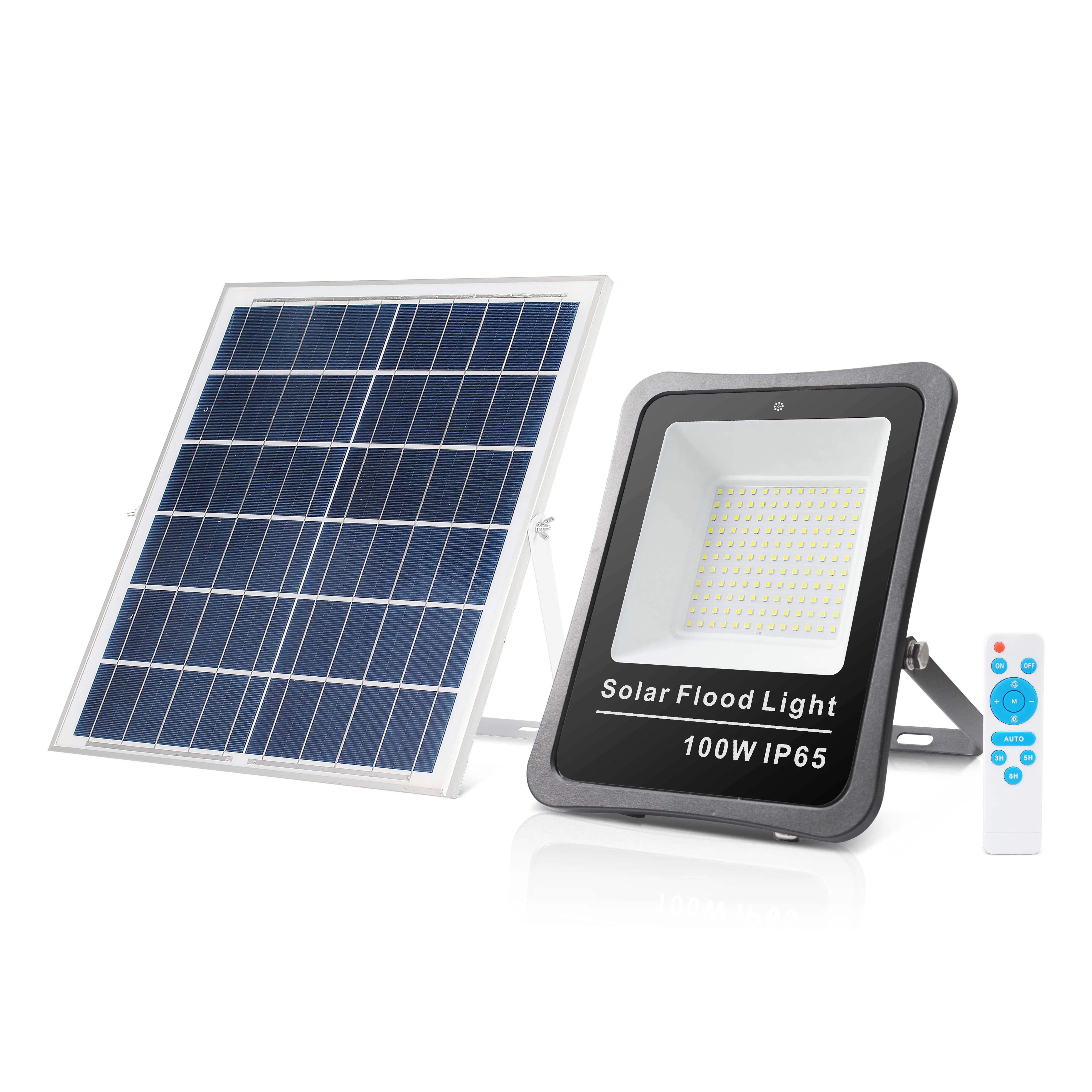 Remote Control Reflector Solar 100 200 300w Ip65 Waterproof 6000k Solar Reflectors For Yard Shed Garage