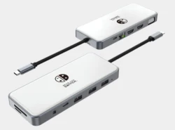 New 12-port white acrylic HDMI1.4 HUB+PD3.0+VGA+USB3.0(10G)+USB2.0+TYPE C3.0+RJ45 1000M docking station can be used on Switch