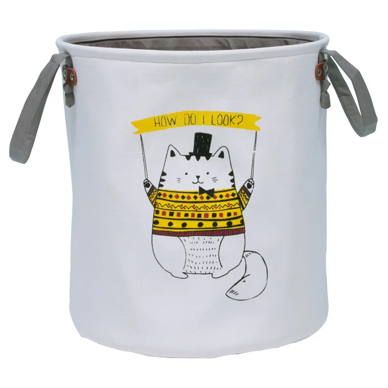 Clothing Organizer Laundry Bag Kids Toys Storage Baskets Cartoon Pattern Printing Canvas Dirty Clothes Basket