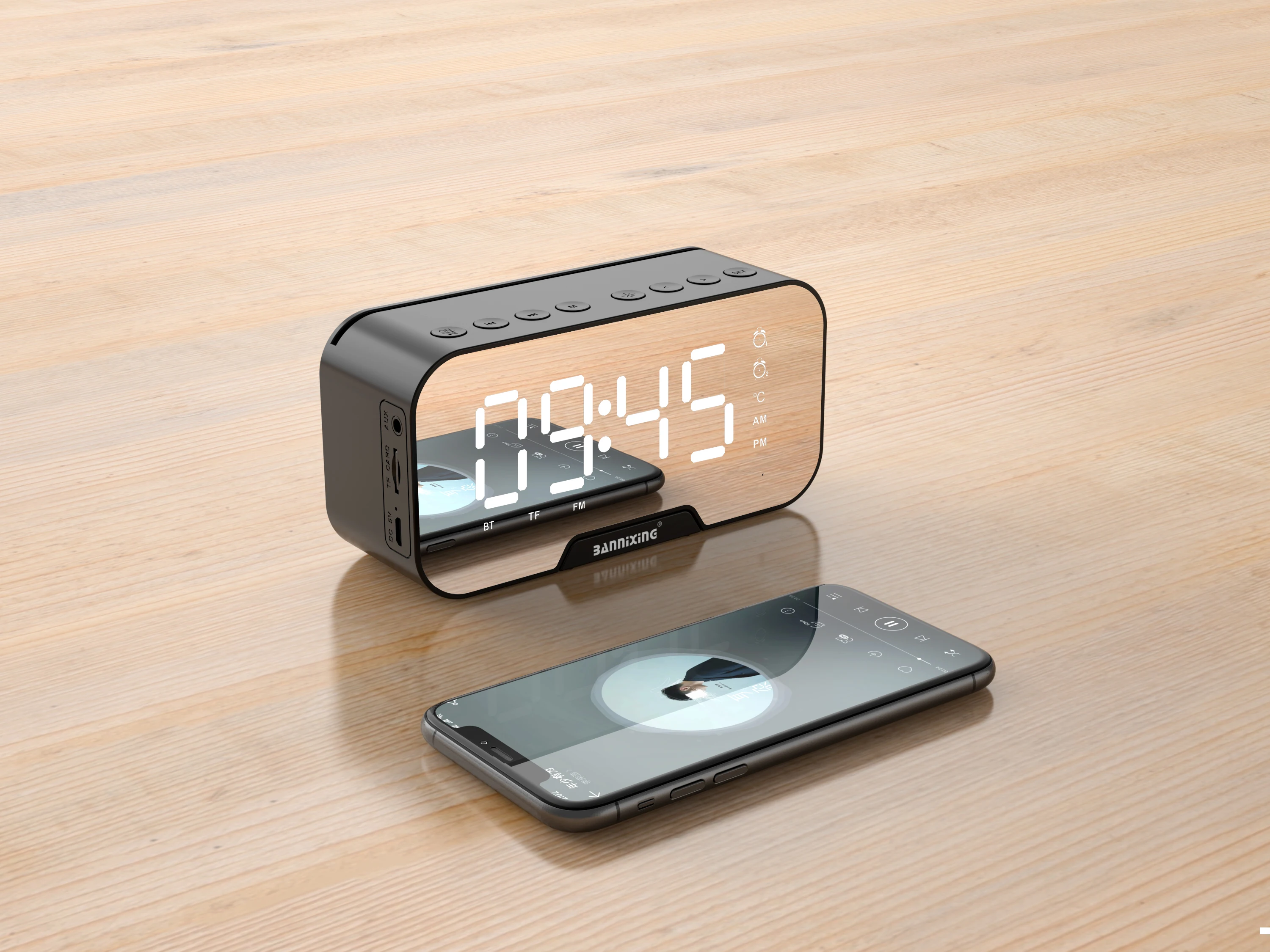 Лидер продаж 2022, беспроводной динамик с Bluetooth и цифровой светодиодной подсветкой, FM-радио, двойной будильник