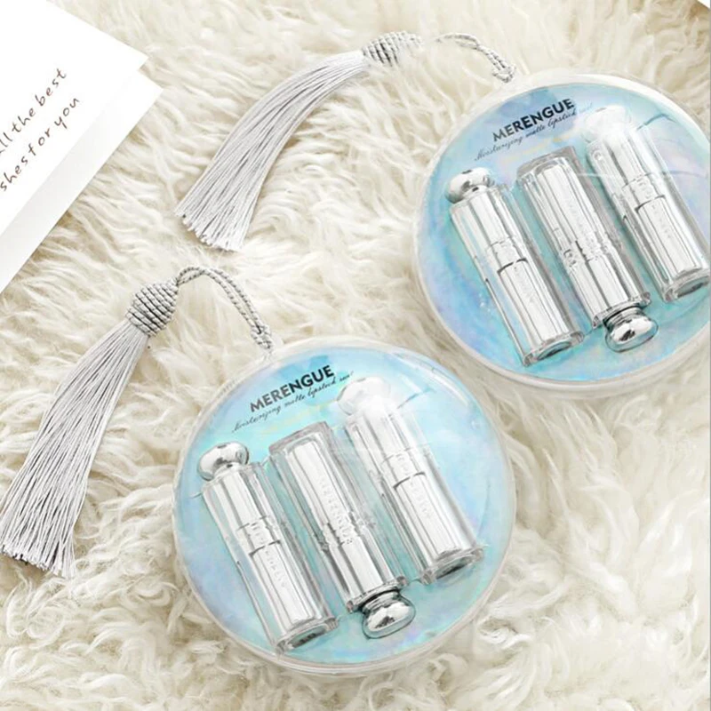 100 новый бренд Хрустальный шар набор матовых помад с прочного увлажняющего эффекта, из водонепроницаемого материала, не липкий 3 шт, матовая губная помада, макияж, набор