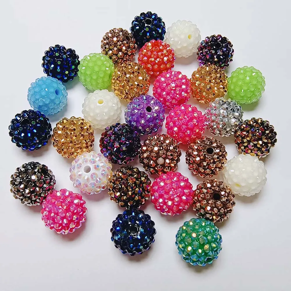 Kawaii 16*18MM AB Transparent Colorful Chunky Resin Rhinestone Round Beads for Pen Necklace DIY Handmade