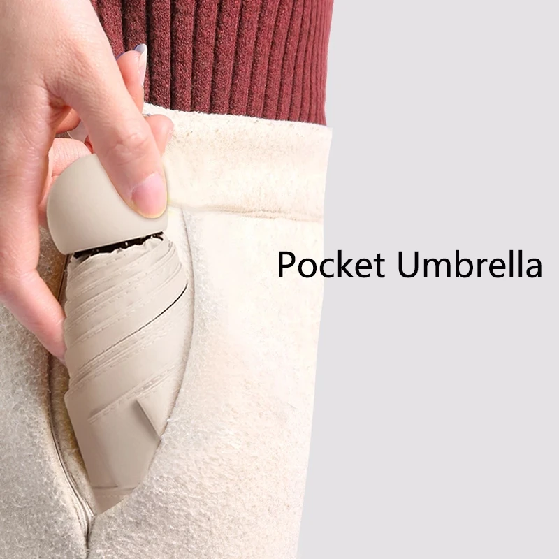 Pocket Rain Umbrella Sun Rain Women Flat Lightweight Parasol Folding Sun Mini Umbrella Small Size for Travel