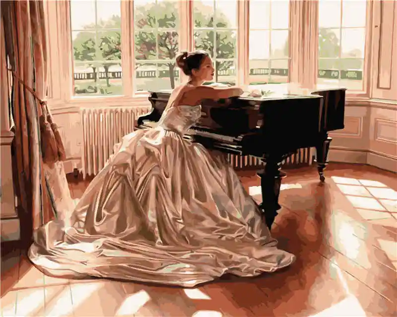 
Customized Label To Map Customization Painting By Number Dropshipping Man Playing The Piano Painting By Number 