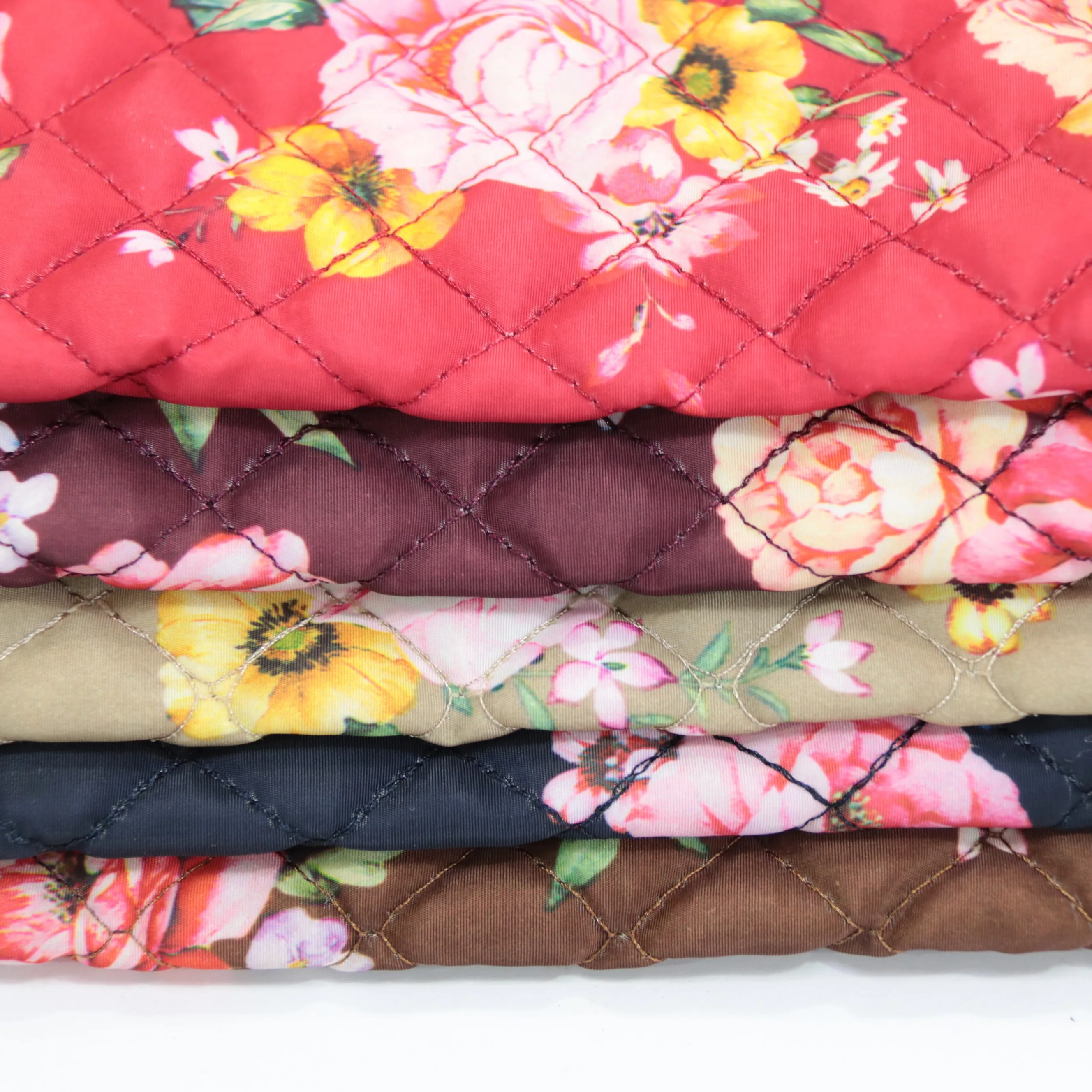 quilting sewing embroidering check Imitation memory waterproof  windproof floral print pattern quilt fabric for Outdoor clothing