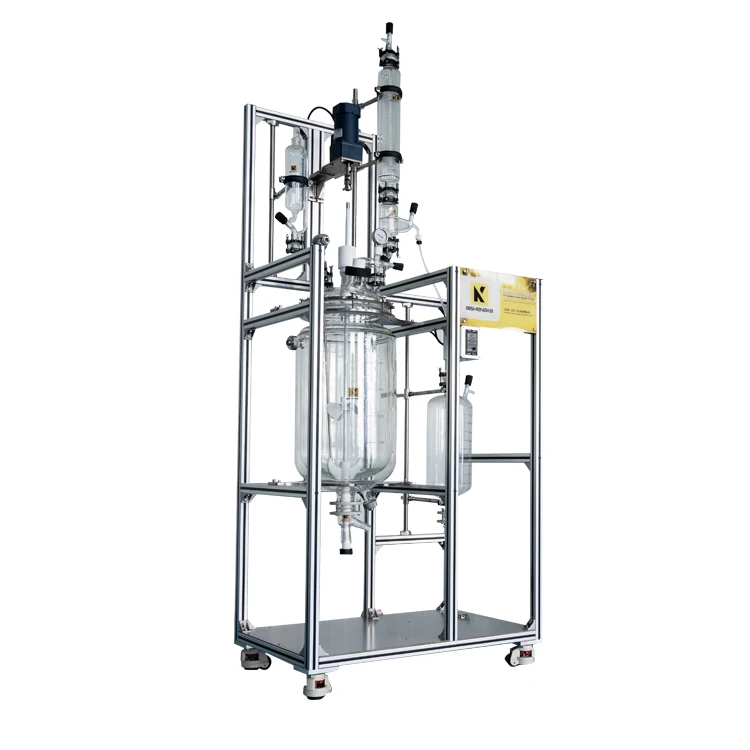 Aishengke 65 Exquisite Structure Manufacturing Lab Equipment Reactor 50l Glass Reaction Kettle Pilot Reactor High Efficient 120W