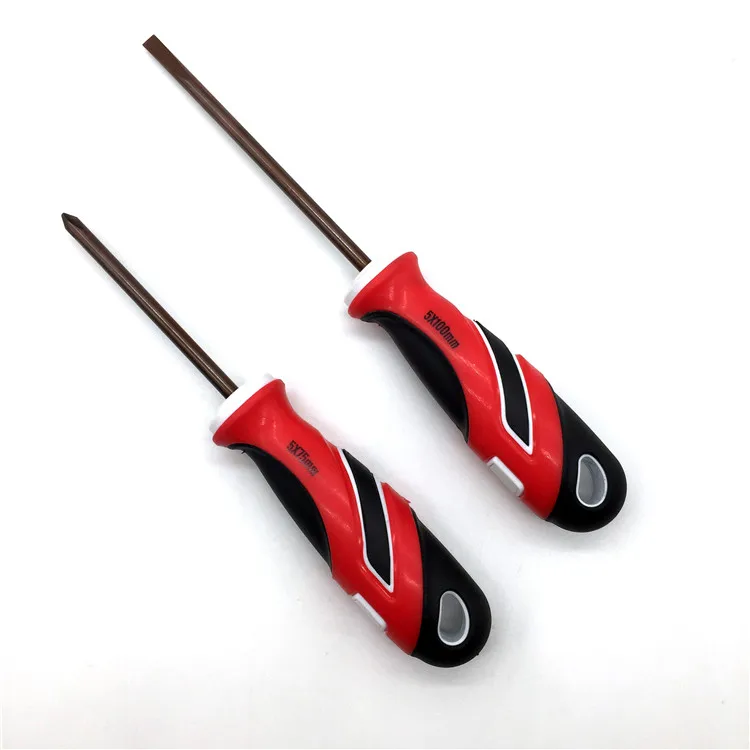 Red Rubber Handle Non-slip Durable Quality Assurance Screwdriver Factory Wholesale Custom logo Screwdriver