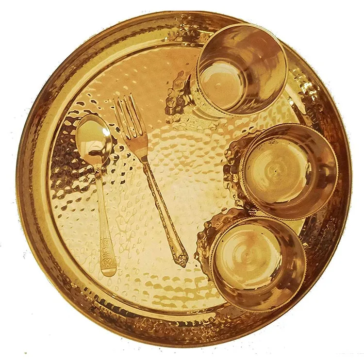 
 Изготовленные на заказ латунные кухонные принадлежности с ЧПУ, изготовленные на заказ поверхности, латунный набор Thali лучшего качества  