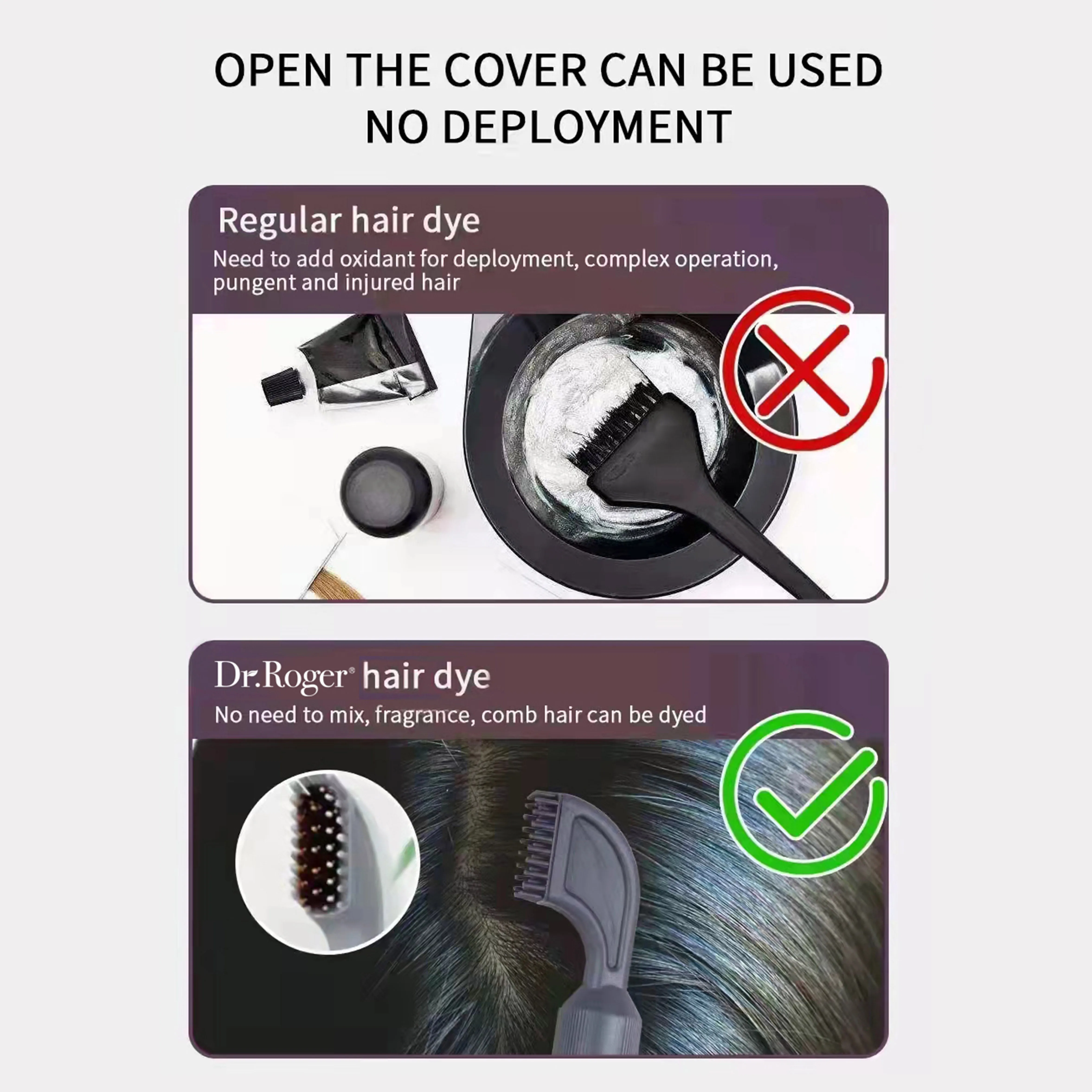 New Arrival Hair Care Comb Magic White Hair Dye Wholesale Magic Black Hair Color Dye with Comb