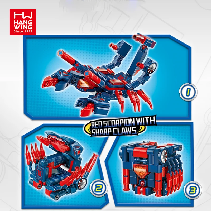 HW Puzzle Games Bricks Mecha Monster Magic Cube Transformation Battle Creative Beasts Dinosaur Building Blocks Toy Set