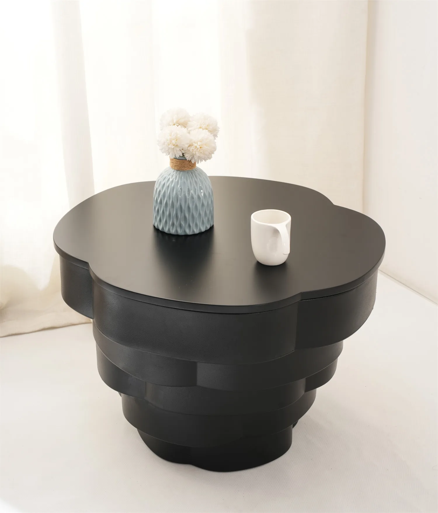 Designer Home Furniture Minamilst Modern Japandi Nordic Living Room Round White Plastic Coffee Side Table