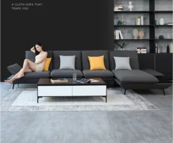 Nordic cloth art sofa sitting room guifei combination can be dismantled and washed modern simple function three-person sofa set