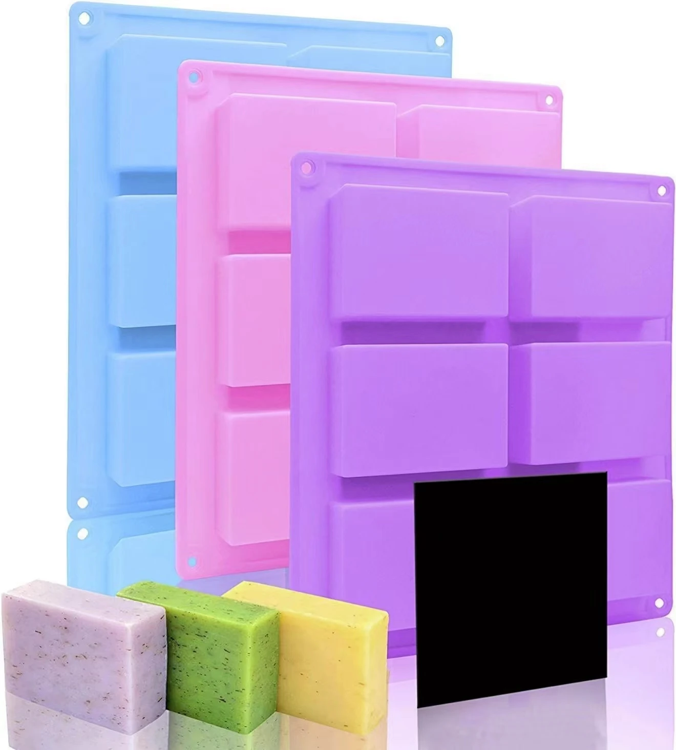 Silicone Soap Molds Set 6 Cavities Rectangle Silicone Soap Molds for Homemade Craft Soap Mold