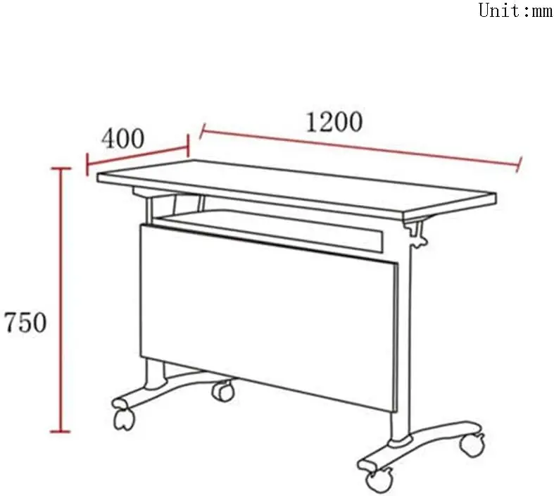 Student Pulley with Brake Useful Folded Training Table Versatile Mobile Meeting Table Folding Desk Long Reading Table