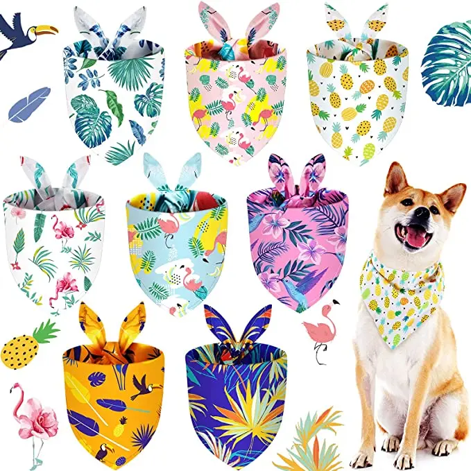Wholesale Pet Bandanas Dog Triangle Summer  Scarf Pet Triangle Bibs Adjustable Rainforest Fruit Bandana