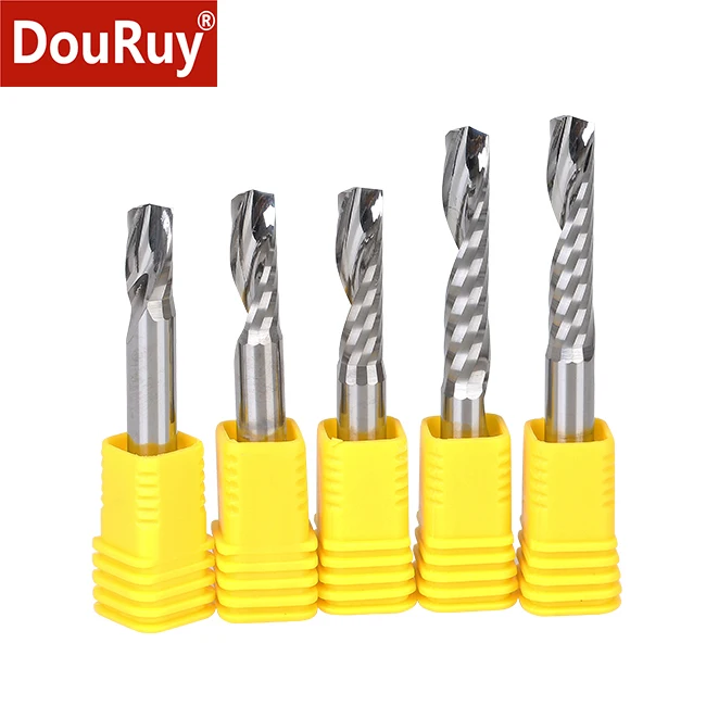 DouRuy cnc solid carbide Single Flute Cutting wood Router Bits wood carving bits end mill for woodworking One Flute For wood