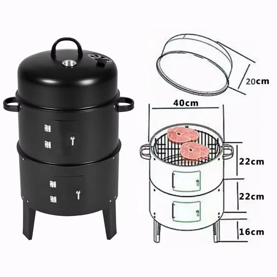 Bbq Smoker Outlet 3 in 1 Use Outdoor BBQ Grills Smoker Charcoal Barbecue Grill With Thermometer