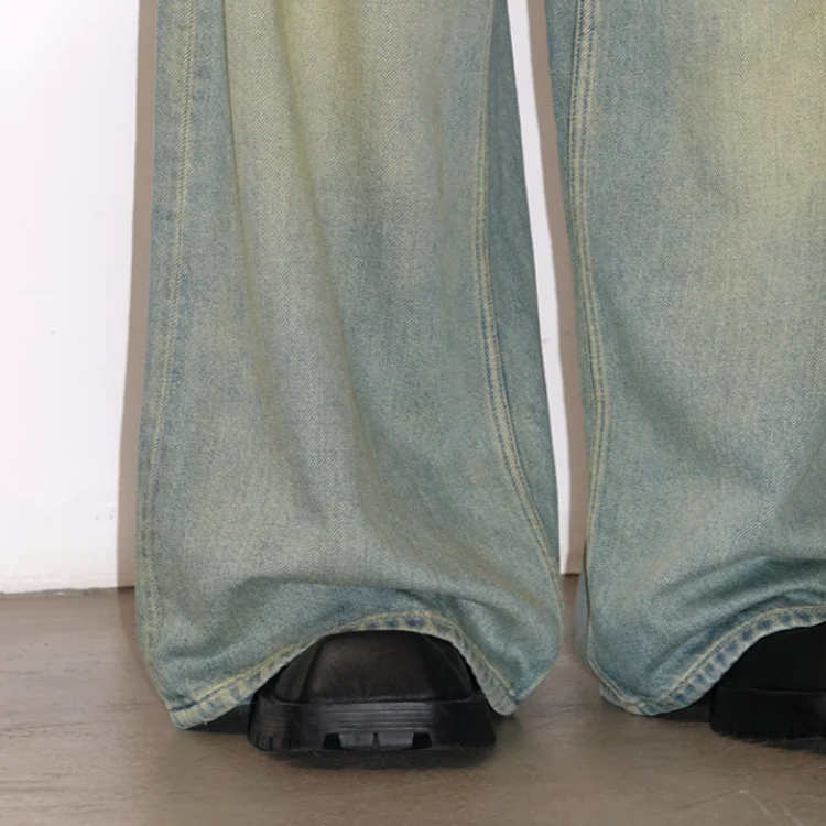 Spring new product casual loose retro gradient Tencel soft large wide leg jeans