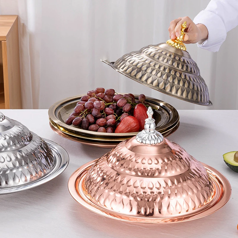 Elegant Serving Dinner Plate Dish Stylish Stainless Steel Camping Plates Modern Dinner Plates Cake Snack Dish for Kitchen Chefs