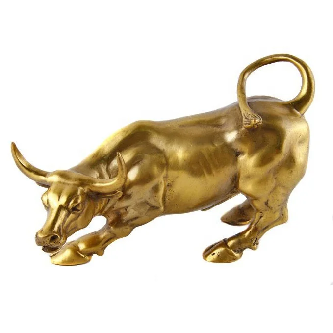 Factory direct production cast golden miniature bronze bull sculpture