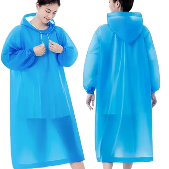 black long EVA raincoat with buttons mackintosh rain cape
