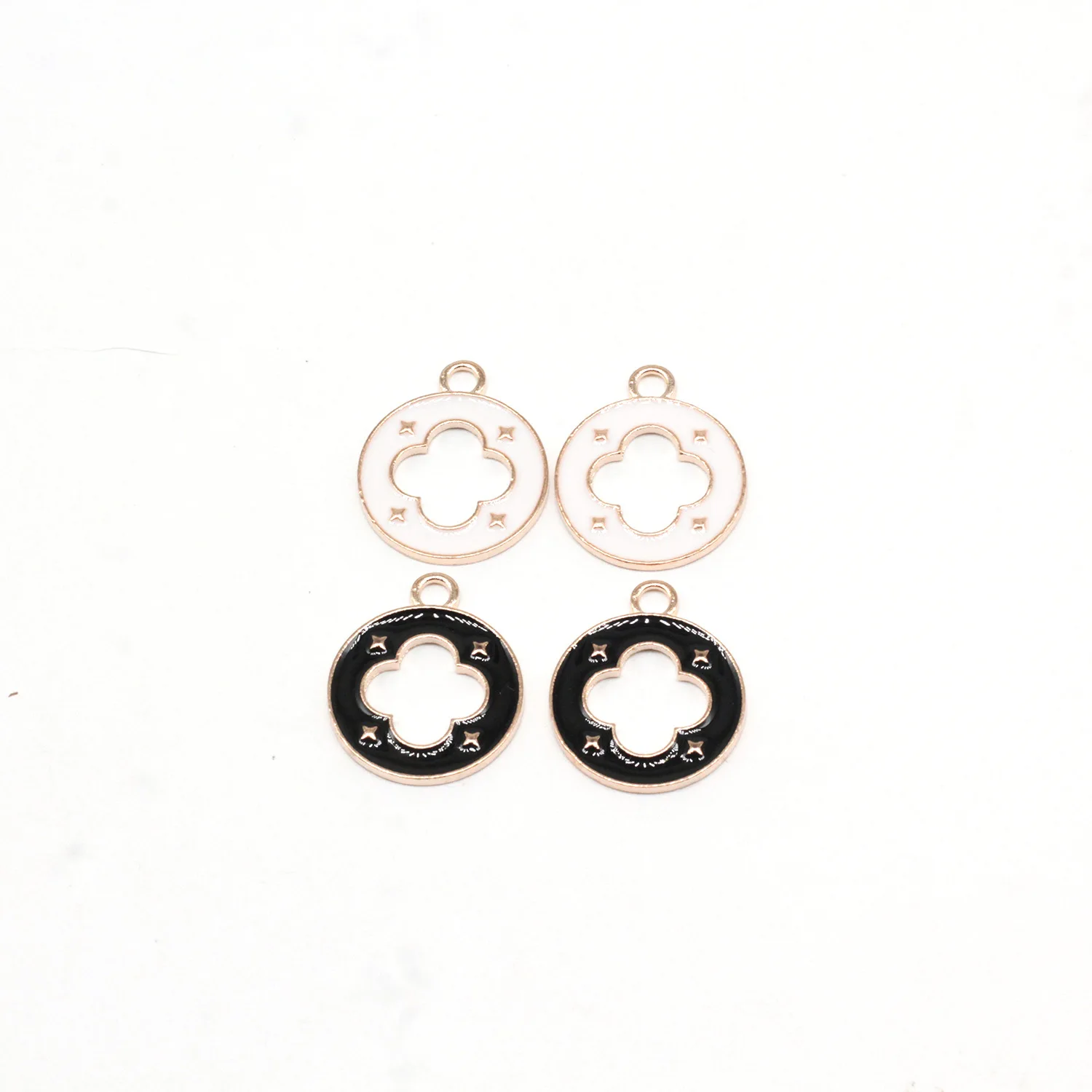 DIY Gold Plated  Zinc Alloy Diy Pendants Jewelry Making  Accessories Four Leaf Flower Enamel Enameled Clovers Pendant Charm