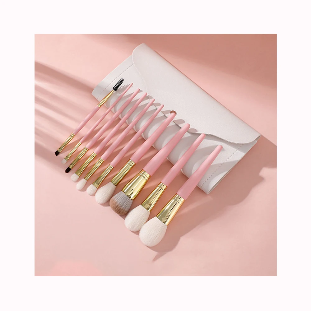 2023 Mauri Pink Makeup Brushes High Quality Goat Hair wool Synthetic Hair Vegan Makeup Brushes Set