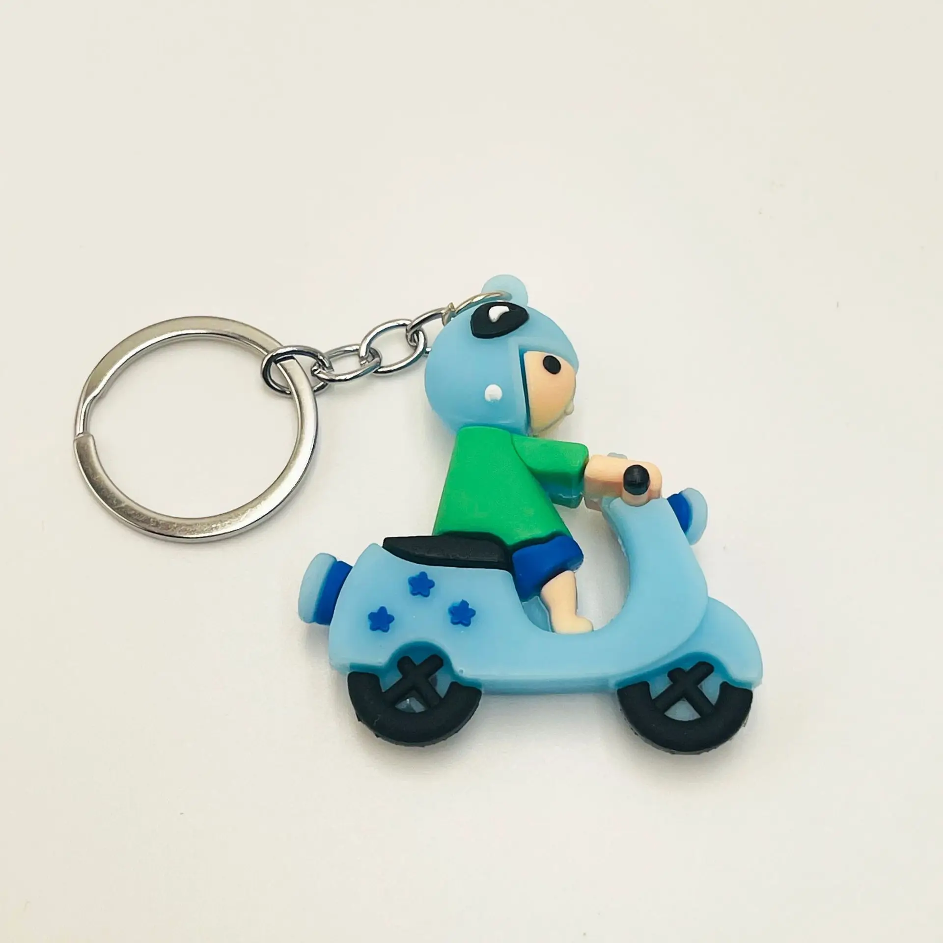 Cute Cartoon 3d Soft Rubber Car Keyring Bag Pendant Wholesale,motorbike car pvc keychain toy key tag student gift