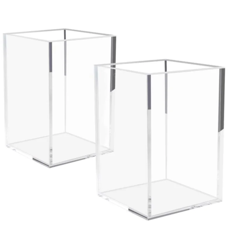 Acrylic Pen Holder for Desk Clear Pencil Organizer Pens Pencils Cup Storage Office Desktop Stationery Organizer