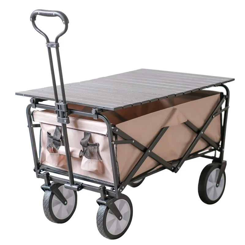 Oeytree hot sales of 8-inch wide wheel convertible outdoor camping Folding Wagon with brakes high-quality handcart