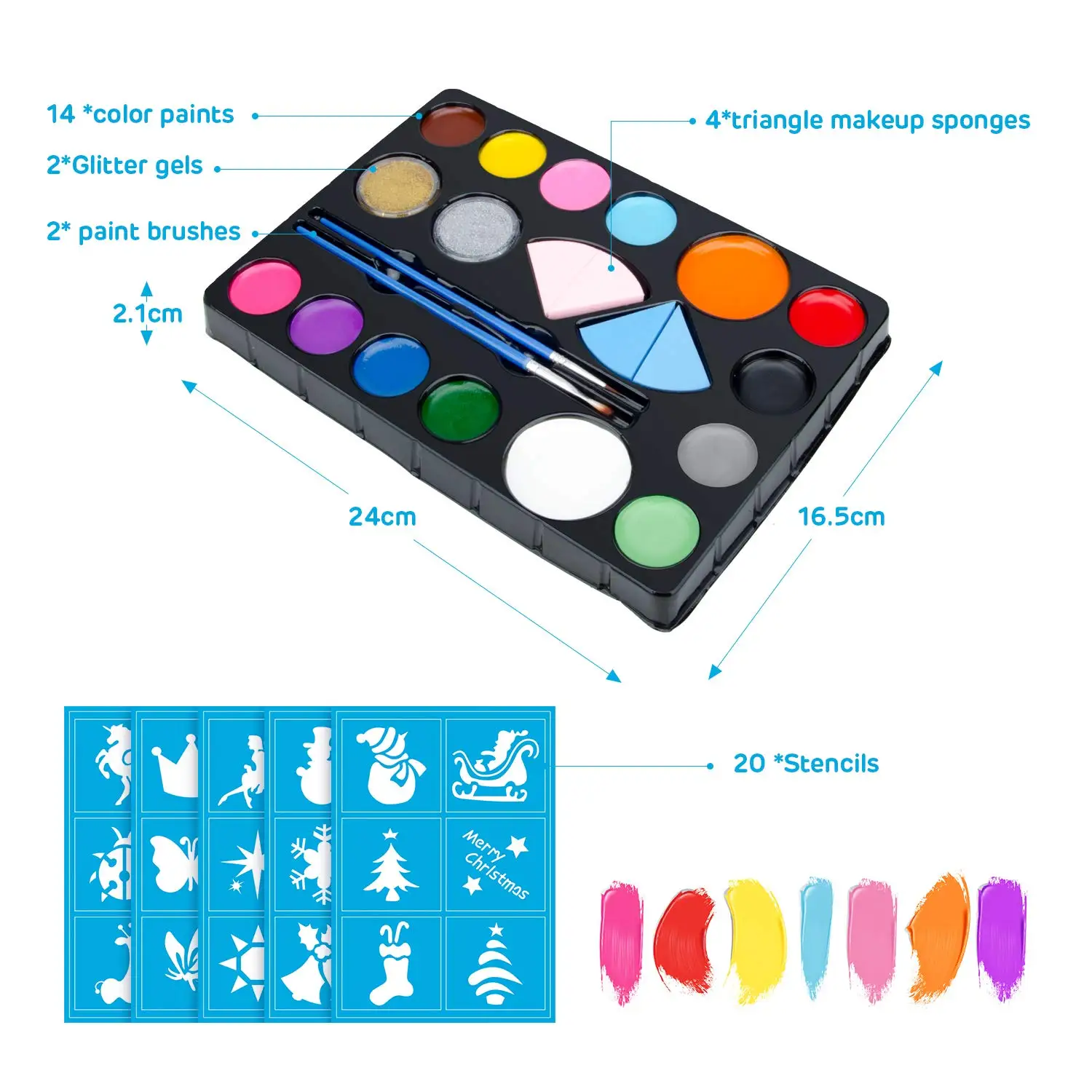 
12 Colors Face Body Paint Palette Halloween Makeup Non-Toxic Water Paint Oil Christmas Party Fancy Dress Primer 