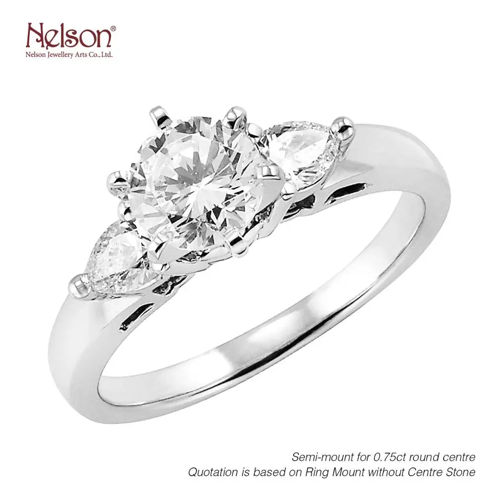 Award Winning Factory Wholesale price no MOQ Custom logo Art Deco Antique 18K White Gold 3-Stone Diamond Mounting Ring