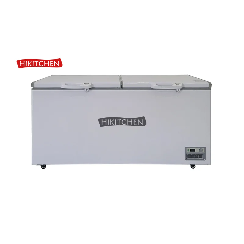 Customized Logo  Glass Door Options Wholesale Price 650L White Color Store Meat Bulk Ice Cream Commercial Chest Freezer