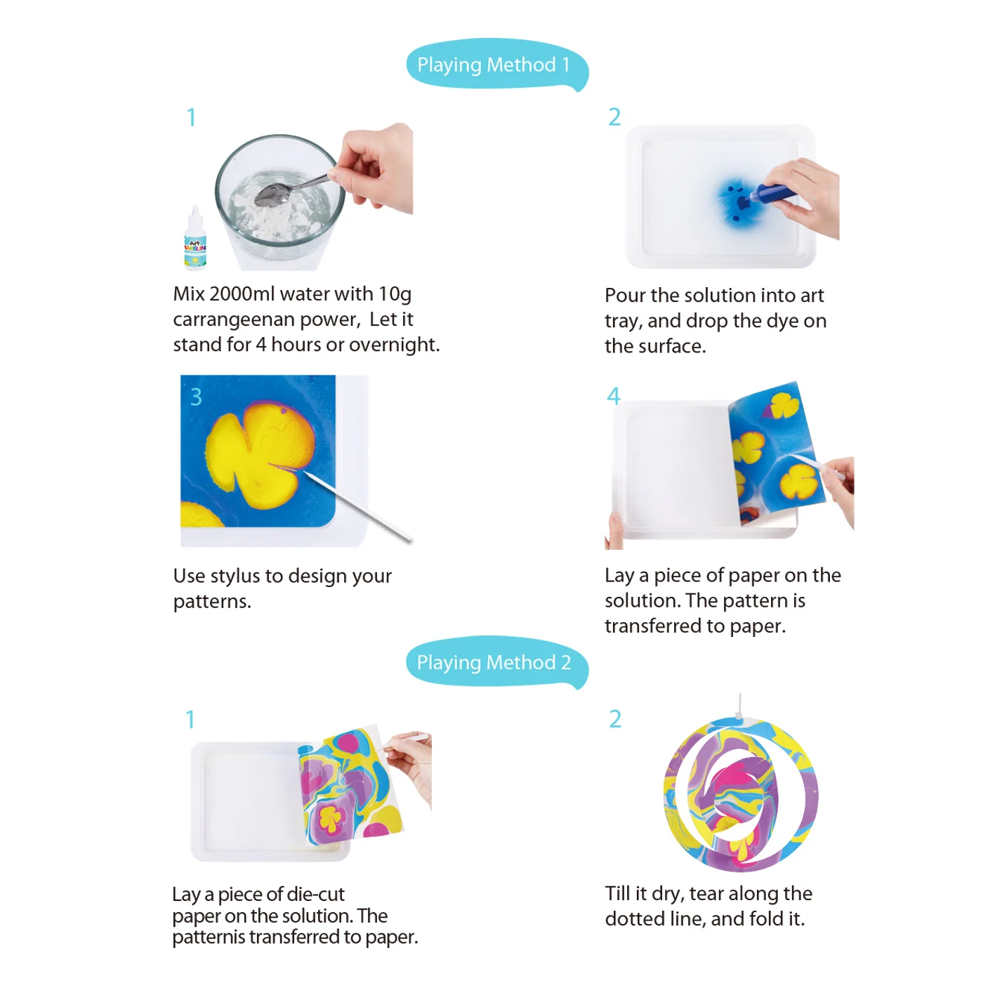 2024 New Marbling Paint Kit - 12 Color Game toys for children Arts & Crafts for Girls and Boys