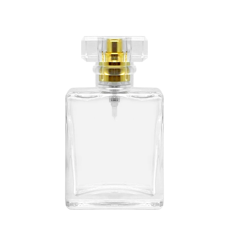 Cosmetic 20ml 30ml 50ml 100ml clear square glass wholesale empty custom perfume spray bottle with box packaging