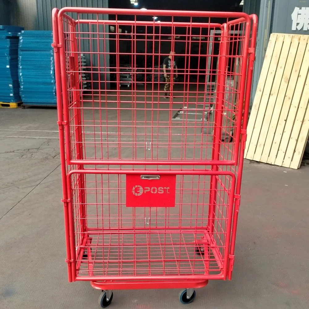 
Metal Nestable High Quality Zinc Hot Sale Industry Wire Mesh Roll container 