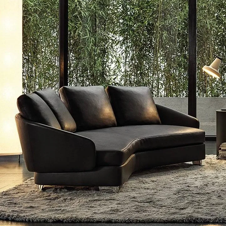 Fashion Italian living room curved sofa set design luxury villa sofa modern high end home sofa furniture set