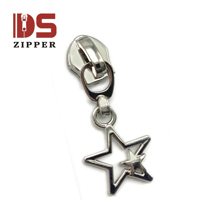 Creative and customizable rainbow color golden star pull tab zipper can be used for nylon plasticzipper