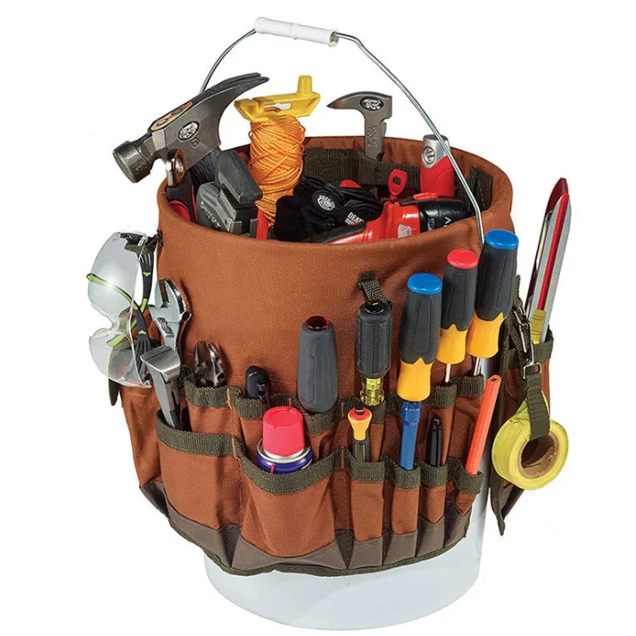 Custom waterproof hardware tool bucket bag electrician portable cylinder garden tool storage bag